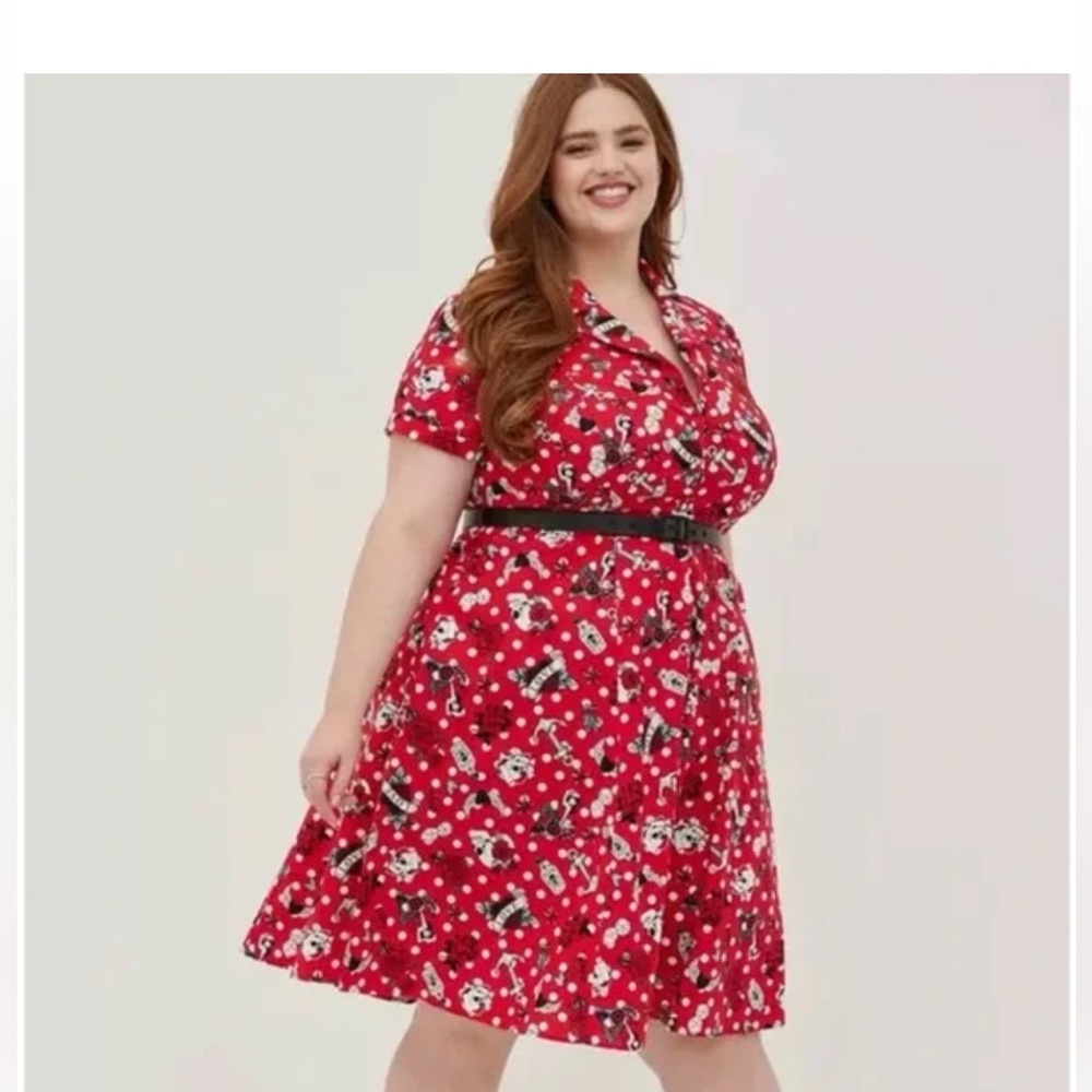 NWT Torrid Retro Chic Red Fit-and-Flare Pinup Style Dress with Belt - Picture 2 of 15
